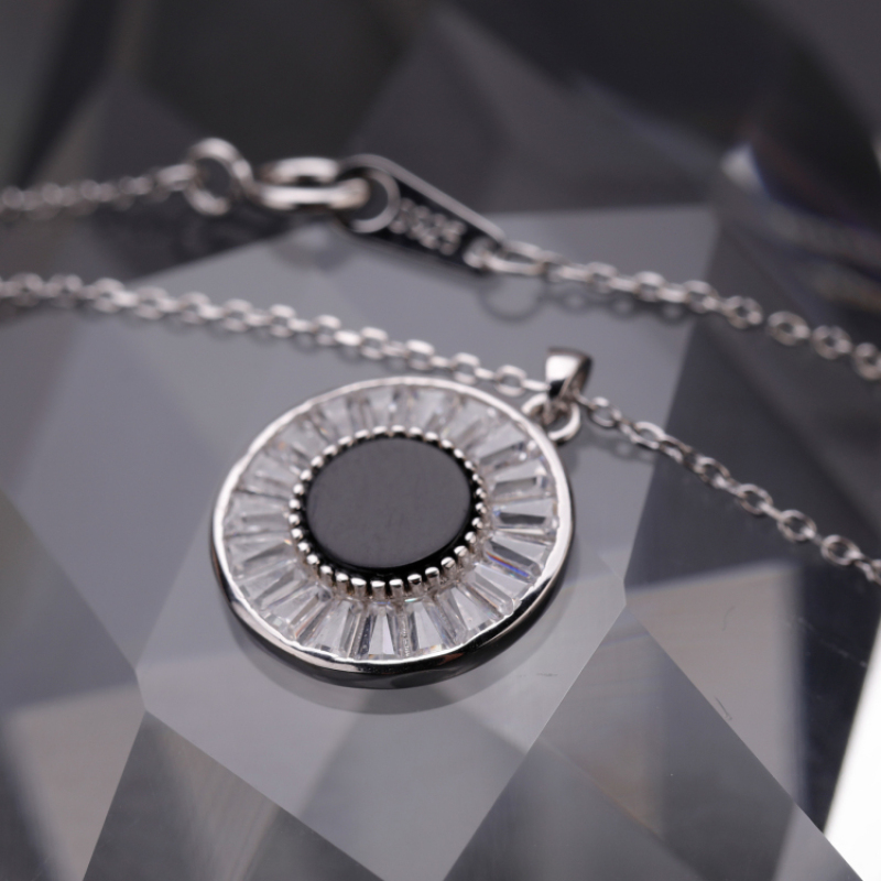 925 Sterling Silver Necklace Black Enameled Zircon Pendant Necklace with Chain Silver Plated Necklaces Butterfly Luxury Women