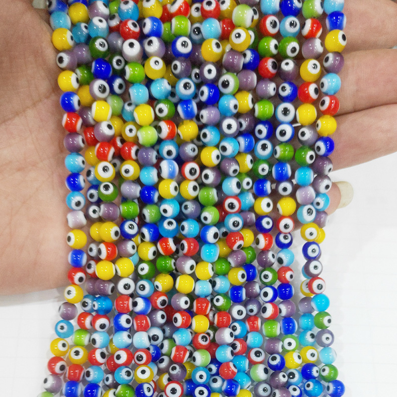 Colorful thousand flowers glaze loose beads 6-12mm eyes round beads glaze handmade DIY necklace bracelet jewelry accessories