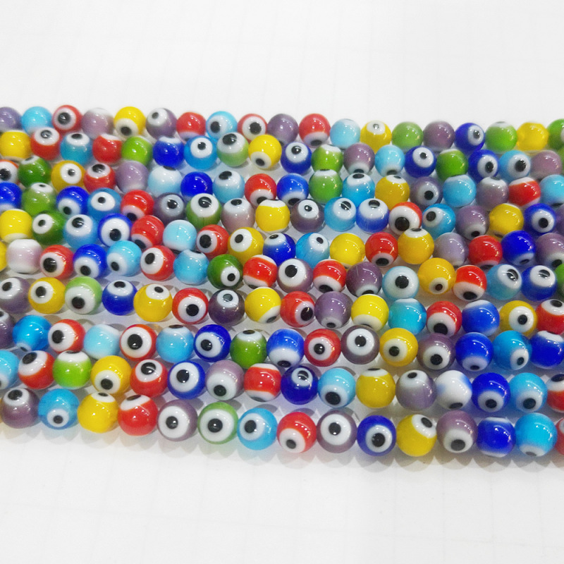 Colorful thousand flowers glaze loose beads 6-12mm eyes round beads glaze handmade DIY necklace bracelet jewelry accessories