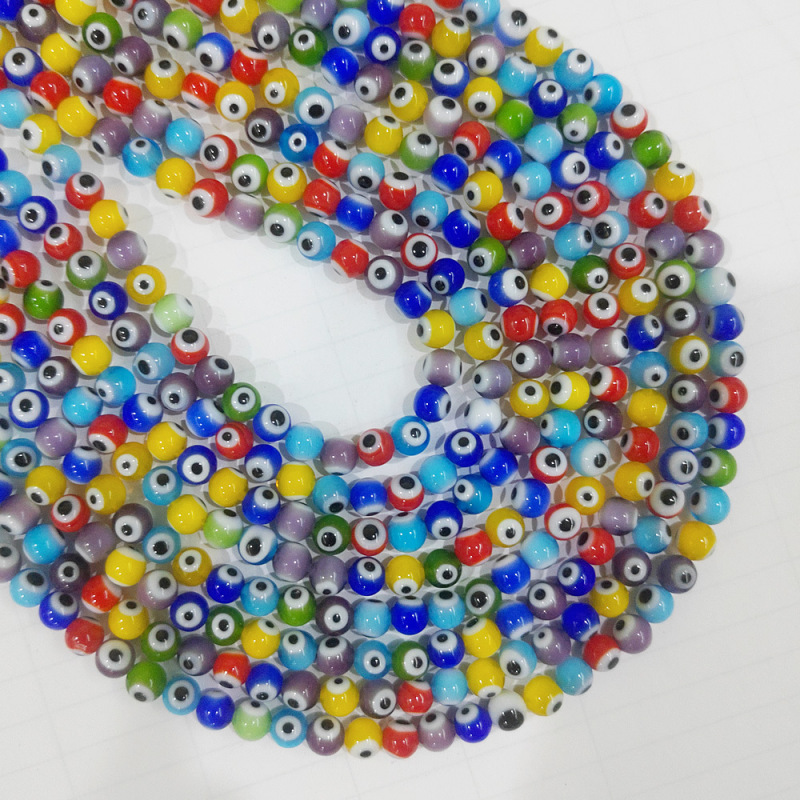 Colorful thousand flowers glaze loose beads 6-12mm eyes round beads glaze handmade DIY necklace bracelet jewelry accessories