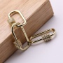 Clear CZ Micro Pave Oval Shaped Clasp Carabiner Oval Clasp Pendant For Bracelet Necklace BresJewelry Findings 25*14MM