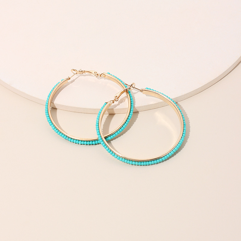 New Bohemian Ins Style Gold Plated Jewelry Fashion Simple Design Large Circle Seed Beads Earrings For Women