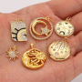 Wholesale Charm Moon Star 18k Gold Coin Component Diy Hand Making Earrings Design Zircon Plating Accessories Jewelry Sets