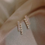 2021 Custom Fashion Gold Plated Zircon Delicate Design Earrings Women Crystal Rhinestone Pearl Geometric Jewelry Stud Earrings