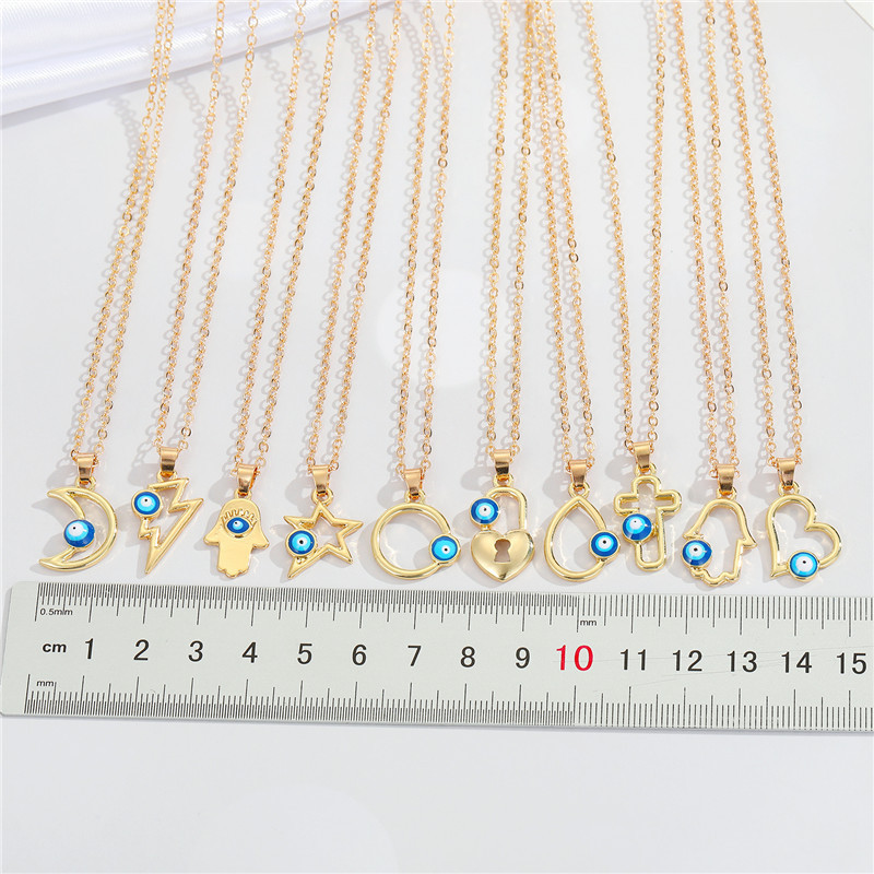 Customized Geometric Irregularities devil eyes pendant necklace lucky eye chain jewelry resin evil eyes necklace for women