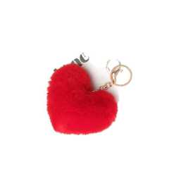 wholesale Fur Puff  Key holder Ball Shape green Pom pom Silver frenchie kids anime Heart Keychain