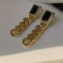 New Trendy 18k Gold Plated Hip Hop CZ  Diamond Cuban Link Chain Shaped Women Girl Brass Hoop Chain Earrings with Gemstone