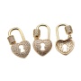 Custom Wholesale Women Fashion KC Gold Plated Zircon Brass Heart Lock Carabiner Jewelry Accessory for Bracelet Necklace Making