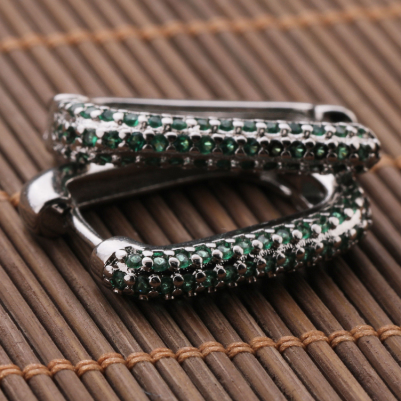 Square-shaped Micro Insert Zirconia Gold Brass Design Simple Jewelry Earrings for Women and Girl