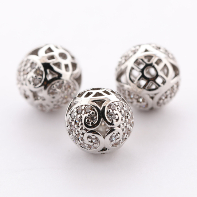 2021 Wholesale 10MM Hollow Tibetan Silver Gold Color Copper Charm Loose Beads