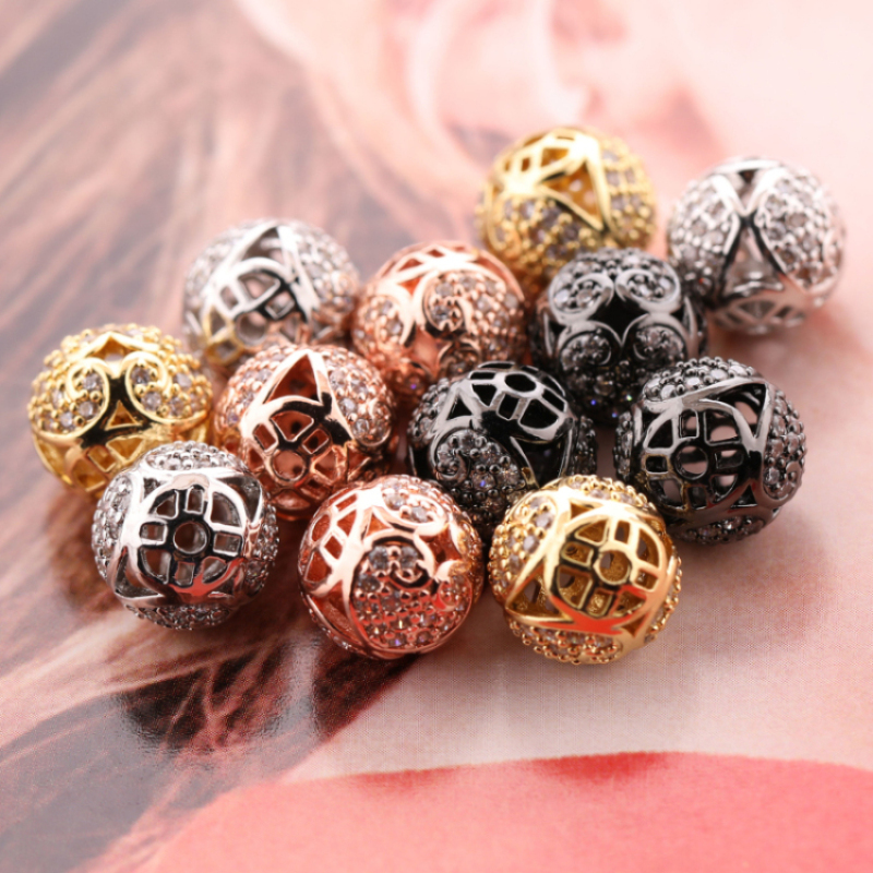 2021 Wholesale 10MM Hollow Tibetan Silver Gold Color Copper Charm Loose Beads