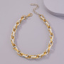 Punk Style Geometric Thread Splicing Customized Gold Silver Link Chain Hip Hop Cuba's Necklace For Unisex