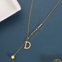 Low MOQ Gold Plated Letter D Pendant Stainless Steel Necklace Women's Sweater Chain Necklace 2021
