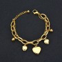 Factory custom 18k gold plated designer women accessories jewelry layered stainless steel heart charm bracelet