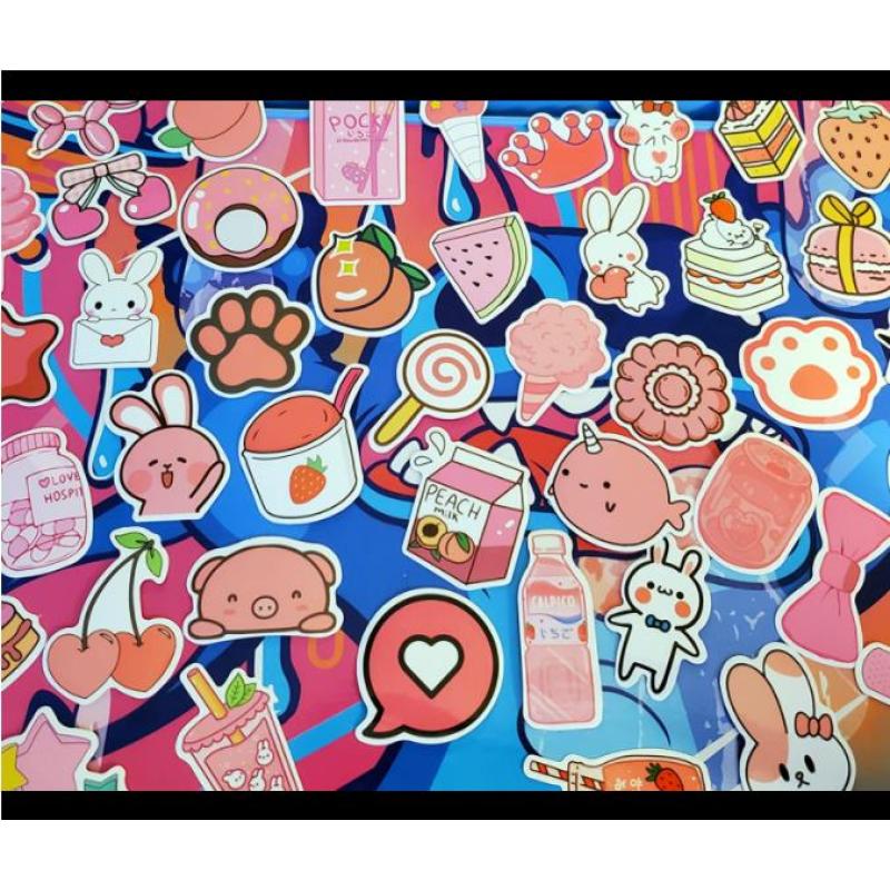 Wholesale 50 pack Custom Funny VSCO Skateboard Stickers Aesthetic Laptop Cartoon Cute Waterproof Vinyl Sticker for Kids