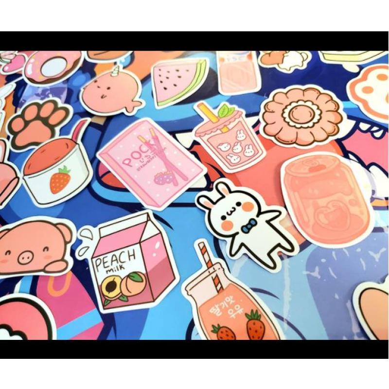 Wholesale 50 pack Custom Funny VSCO Skateboard Stickers Aesthetic Laptop Cartoon Cute Waterproof Vinyl Sticker for Kids