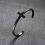Minimalistic Design Open Sideways Cross Bangle Stainless Steel Cross Cuff Bracelet For Women Gift