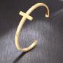 Minimalistic Design Open Sideways Cross Bangle Stainless Steel Cross Cuff Bracelet For Women Gift