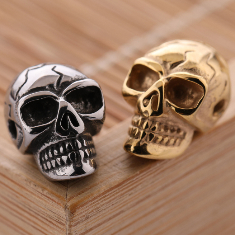 14*8MM Gold and Silver Plated Stainless Steel Skull Charms Bulk for Sale