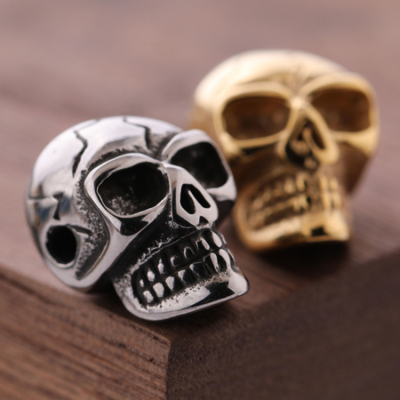 14*8MM Gold and Silver Plated Stainless Steel Skull Charms Bulk for Sale