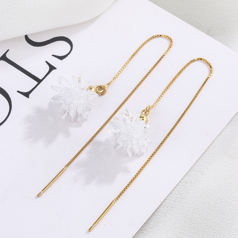 2021 Custom Women Fashion Accessories Elegant Jewelry Shining Ice Flower Tassels Ear Ring 925 Sterling Silver Stud Earrings
