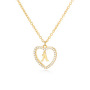 Unique Jewelry Love Heart Hollow Necklace 26 Letters Pendant Brass Zircon Heart Shaped Stainless Steel Chain