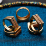 Classic Design Copper Gold Plated Ring Geometrical Shape Rose Red Zircon Rings Jewelry Women Handmade 2021 New Arrival Wholesale