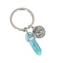Natural Stone Pink Purple Crystal Antique Silver Bag Charm Bullet Shape Zodiac Keychain Rings