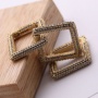 Clear CZ Gold Micro Pave Square Clasp Carabiner Clasp Square Pendant For Necklace Jewelry Findings 25MM