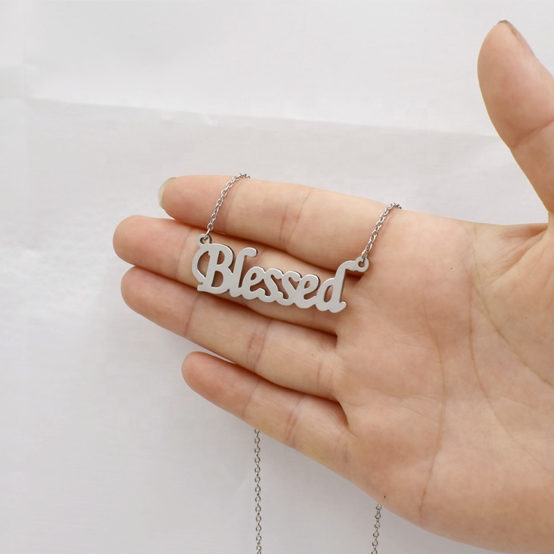 Wholesale Gold and Silver Plated High Quality Stainless Steel Name Blessed Pendnat Necklace