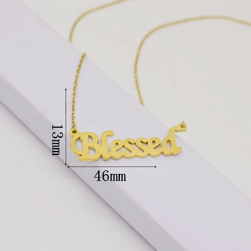 Wholesale Gold and Silver Plated High Quality Stainless Steel Name Blessed Pendnat Necklace