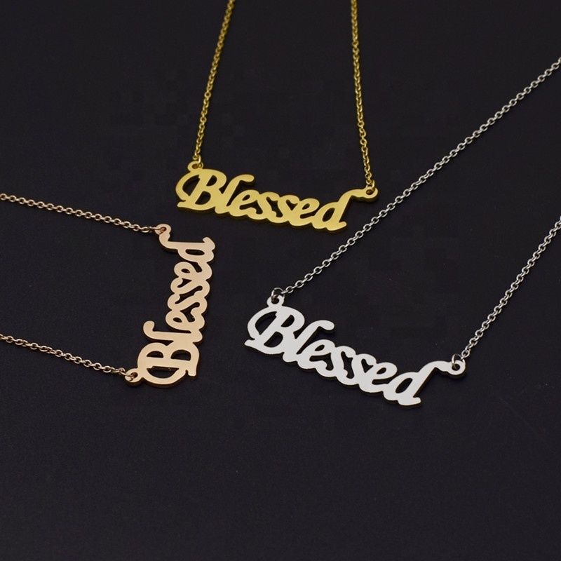 Wholesale Gold and Silver Plated High Quality Stainless Steel Name Blessed Pendnat Necklace