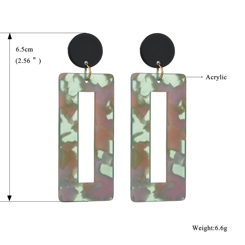 New Arrival Simple Leopard Acrylic Geometric Type Resin Black Stud Colorful Jewelry Pendant Earrings for Women