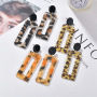 New Arrival Simple Leopard Acrylic Geometric Type Resin Black Stud Colorful Jewelry Pendant Earrings for Women