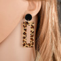 New Arrival Simple Leopard Acrylic Geometric Type Resin Black Stud Colorful Jewelry Pendant Earrings for Women