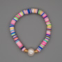 2021 Bohemian Summer Beach Style Elastic Cord Natural Pearl Vinyl Polymer Clay Discs Beads Bracelet for Women