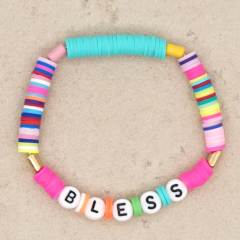 Womens Gift Colorful Polymer Clay Bracelet Small Letter Beads Bracelet Wholesale Drop Shipping