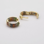 Online Fashion Jewellery 18K Gold Rainbow Cubic Zirconia Huggie Hoop Earrings