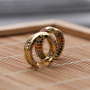 Online Fashion Jewellery 18K Gold Rainbow Cubic Zirconia Huggie Hoop Earrings