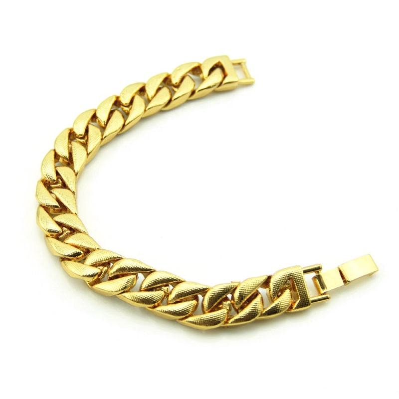 Gold Silver Plating Women Men Iced Out FENGSHUI Jewelry Hip Hop Cuban Chain Link Bracelet