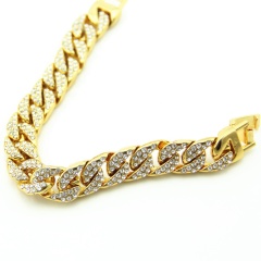 Gold Silver Plating Women Men Iced Out FENGSHUI Jewelry Hip Hop Cuban Chain Link Bracelet