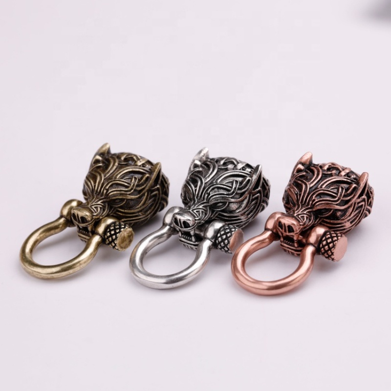 Unisex Fashion Accessory Wholesale Antique Silver Brass Copper Zircon DIY Wolf Head Beads for Jewelry Bracelet Necklace Making