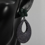 2021 Trend Fashion Jewelry Black Gun Plated Brass Zircon Oversize Oval Pendant Large Big Statement Stud Post Earrings For Women