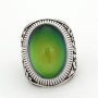 Big Style Antique Engraved Color Change Oval Stone Silver Ring Size 7/8/9