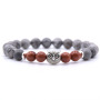 Mens 8 MM Stone Bracelet Jewelry Antique Silver Plated Lively Owl Charm Bracelet
