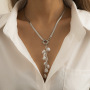 New Fashion Baroque Court Style Imitation Pearl Tassel Jewelry Retro Geometry Flat Snake Bone Necklace