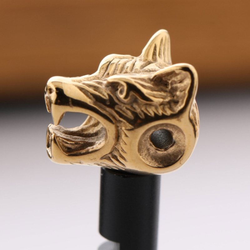 Cool Mens DIY Bracelet Accessories Stainless Steel Wolf Head Charm for Sale