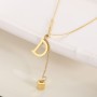 Gold and Rose Gold Plated Letter D Pendant Titanium Steel Necklace Women's Sweater Chain Necklace