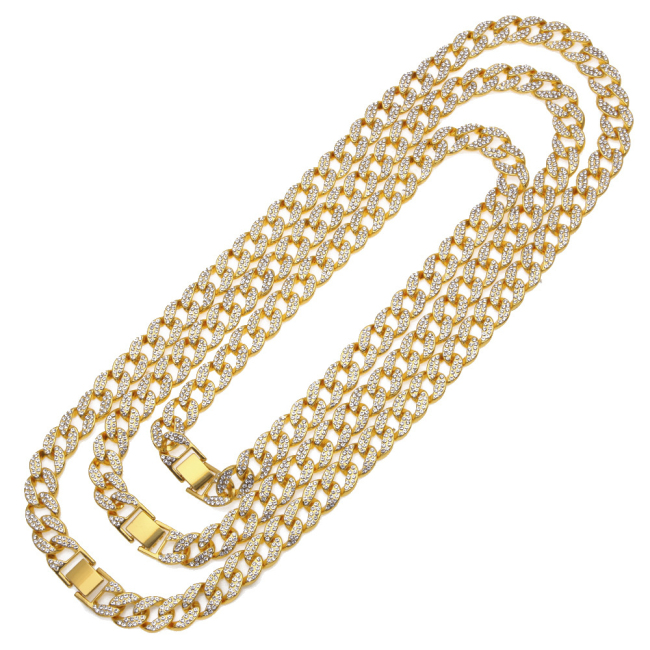2021 Trendy Hip Hop Men Favorite Iced Out Alloy Cuban Link Chain Necklace