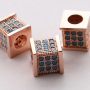 DIY Jewelry Accessories 7MM Turquoise Micro Pave Copper Square Beads Charm with Hole
